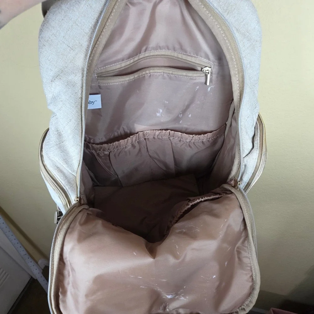 Ergobaby Diaper Bag Backpack Tan Cream Neutral Insulated Bottle Pocket travel - Picture 4 of 14